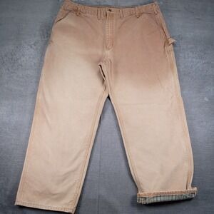 Carhartt Work Pants Insulted Carpenter Canvas B111 BRN Trousers Beige Size 44x30